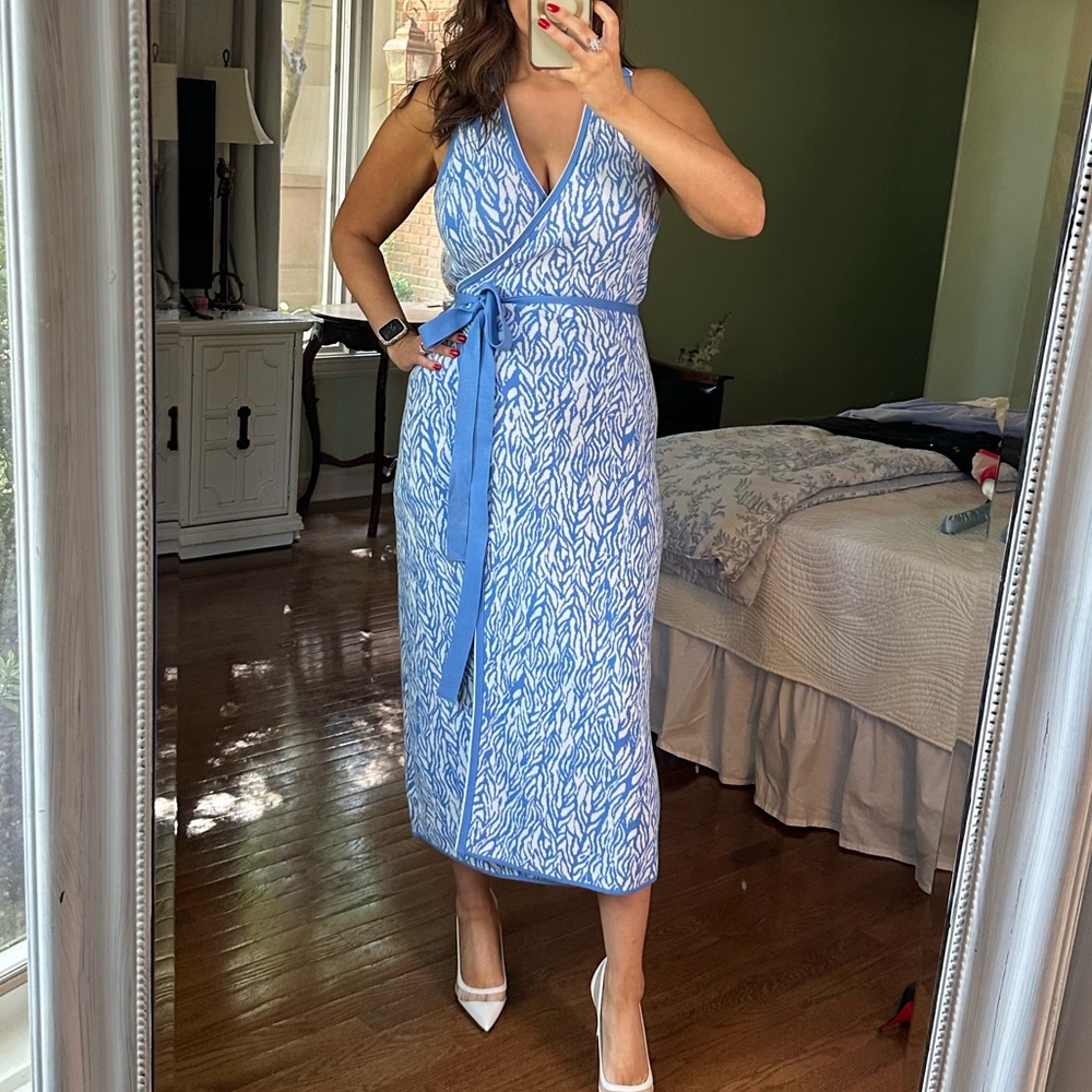 Diane Von Furstenberg Blue Halter Midi Dress